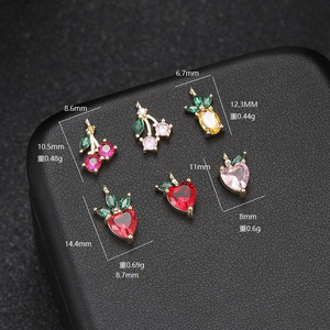 Venta al por mayor <span class=keywords><strong>Holan</strong></span>: Abalorios de CZ de frutas miniatura de verano (fresa, cereza, melocotón, piña) para joyería DIY, accesorios para mujer - Product Image 4