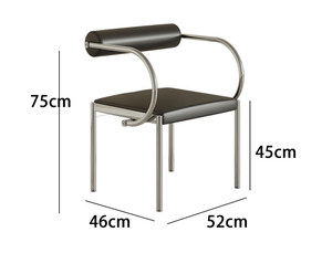Mid-century Designer Vintage-style Stainless Steel Dining <b>Chair</b> with Leather Upholstery and Soft Padding for <b>Study</b> Bedroom Use - Product Image 6