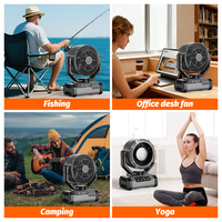 Ventilateur de camping extérieur rechargeable à oscillation automatique HY-8705H OEM/ODM avec lanterne LED et fonction de batterie externe