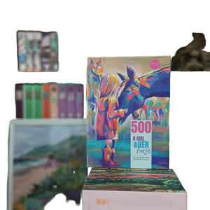 Puzzle personnalisé haut <span class=keywords><strong>de</strong></span> gamme 500 pièces, motif Cheval Fille, impression sérigraphiée, bois <span class=keywords><strong>de</strong></span> bouleau, finition <span class=keywords><strong>huile</strong></span> <span class=keywords><strong>de</strong></span> <span class=keywords><strong>lin</strong></span>, fourniture OEM, décoration murale, jouet Setmerryc - Product Image 1
