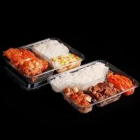 Boîte à lunch jetable transparente à quatre compartiments de haute qualité grande capacité facile à transporter PP de qualité alimentaire pour le stockage à emporter