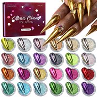 Lot de 24 couleurs de poudre magique chromée pour ongles, effet opale brillant, miroir, perle, pigment haute brillance, effets laser pour ongles