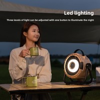 Ventilateur de camping portable H10 de taille jumbo avec batterie 20000 mAh, éclairage LED et socle, peut charger le téléphone