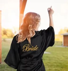 Caliente negro novia compromiso despedida de soltera novia regalos conjunto bolso de mano bata damas de honor zapatillas despedida de soltera boda novia regalos conjunto - Product Image 5