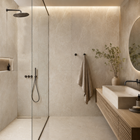 Panneau de rénovation commercial imperméable WYRAX en PVC UV effet marbre travertin beige pour mur de showroom, 1220x2440mm, 3.2mm