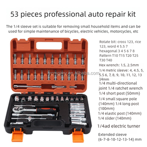 53pcs CR-V 1/4英寸碳钢套筒套筒扳手汽车机械工具套装手动电源OEM可定制硬盒 - Product Image 2