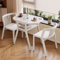 Table de salle à manger pliable et compacte en ardoise, style minimaliste, avec chaises, idéale pour petit appartement ou balcon, table à thé ovale trois pièces