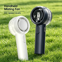 Ventilateur portable rechargeable en plastique avec pulvérisateur, affichage numérique, rafraîchissement estival, grand réservoir d'eau, longue autonomie de la batterie, version anglaise