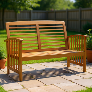 Banco de Jardín de Madera de Acacia Sólida, Mediano, Resistente, para Patio Exterior, para 2 Personas, Diseño Tradicional - Product Image 2