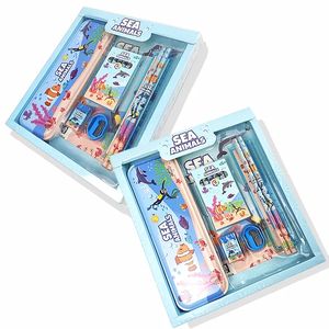 8-Pattern Cartoon Theme School Kit Paper Stationery <strong>Set</strong> with Ruler <strong>Pencils</strong> Eraser Pen Case Gift for Students - Product Image 6