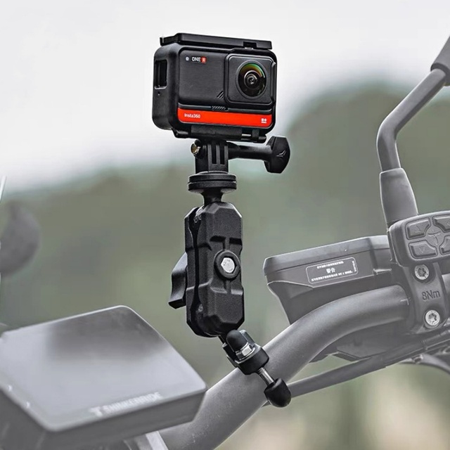 Bike Motorcycle Action Camera Clamp Mount Handlebar Holder, Bicycle Tube Bar Attach for DJI OSMO Action4/3 Pocket Gopro Insta360