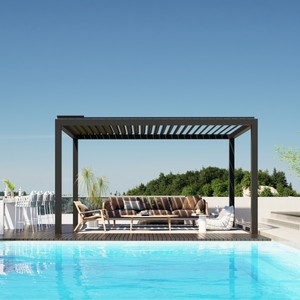 Pergola motorisée en aluminium BHY-001 3x3 3x4 4x4 4x6 Tailles personnalisables Pare-soleil extérieur résistant au vent Imperméable pour balcon - Product Image 1