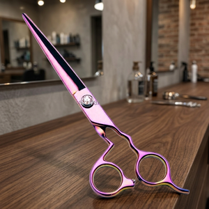 Ciseaux à cheveux professionnels en acier inoxydable ultra-affûtés pour droitiers, finition miroir, lames dentelées, polis - Product Image 2