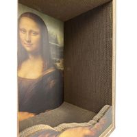 Jouet à gratter en papier ondulé pour animaux de compagnie de grande taille Mona Lisa, jouet en carton durable et personnalisé, nid de cube, griffoir pour chat
