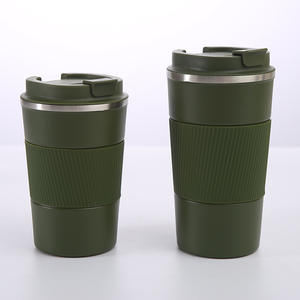 Taza de viaje de café con aislamiento de doble pared, taza de café de viaje de acero inoxidable con tapa y manga de silicona, 380ml/510ml, venta al por mayor - Product Image 2