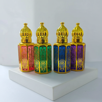 Flacon d'huile essentielle de parfum de 10 ml de style luxe du Moyen-Orient, forme unique, en verre électroplaqué, fabricant de flacons Attar