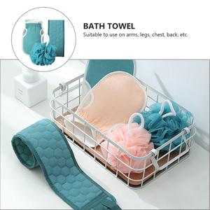 Venta al por mayor de fábrica: Juego de 3 toallas largas para limpieza de la piel, bola de ducha de fibra vegetal suave y guantes exfoliantes para el cuerpo. - Product Image 3