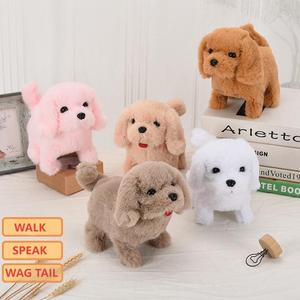Juguete de Peluche Interactivo de Perro Eléctrico que Habla, Camina y Mueve la Cola, Simulación de Poodle Rosa y Marrón, Shiba Inu con Manchas, Muñeco de Peluche Interactivo - Product Image 1
