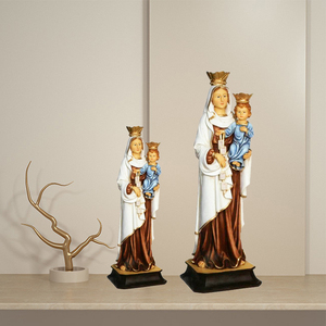 Estatua de la Virgen de Lourdes de Nôtre-Dame de Mont Carmel, en Venta, Navidad, Año Nuevo, Artesanía Religiosa Hecha a Mano, Pintada a Mano, de Resina - Product Image 2