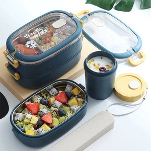 Amazon Stackable Airtight food storage container box stainless steel lunch bento box kids 1layer 2 layers microwave lunch box