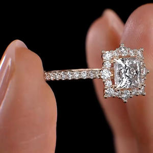 Anello di fidanzamento con diamante taglio Princess in oro rosa, diamante naturale, gioiello da donna, colore D - Product Image 5