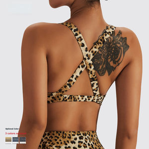 Soutien-gorge de <span class=keywords><strong>Yoga</strong></span> à Logo personnalisé, hauts à fort Impact, <span class=keywords><strong>Sexy</strong></span>, athlétique, Fitness, femmes, léopard, croix dans le dos, Twist Sports, <span class=keywords><strong>Yoga</strong></span> - Product Image 2