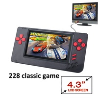 Console de jeu portable rétro en plastique avec écran couleur TFT de 4,3 pouces 8 bits, 228 jeux classiques intégrés, mini console de jeu