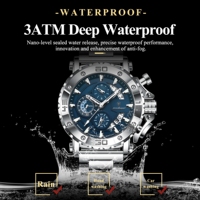 Jam Tangan POEDAGAR 892 Merek Ternama Mewah Dial Besar Bahan Stainless Steel Bercahaya Tahan Air Kronograf Tanggal Relogio Masculino
