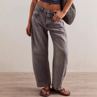 Femmes taille haute jean moulant pantalon coton Denim décontracté Vintage impression Style marque bouton décoration clair foncé lavé hiver