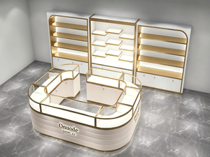 Jewelry Display Kiosk with <b>Lockable</b> <b>Cabinets</b> Modern Custom Mall Booth for High-End Accessories Retail & Brand Showcase Solution - Product Image 1