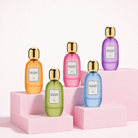 Flacon de parfum en verre vide de luxe, ovale, à base épaisse, 100 ml, couleur personnalisée, bouchon en verre doré, avec boîte cadeau