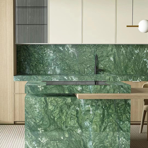 Thanh lịch Verde Ming Màu Xanh Lá Cây Đá cẩm thạch lớn phiến đá tự nhiên đánh bóng với kết cấu phong phú cho sảnh tính năng tường - Product Image 4