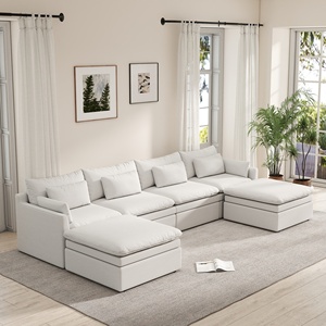 Ensemble de meubles modulaires pour salon VOXHOME, en tissu microfibre moderne, de qualité nuage, avec éponge, à combiner librement - Product Image 1