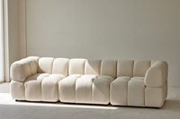 Canapé de salon combiné blanc européen Ensemble de canapés beige Canapé modulaire scandinave confortable en forme de L