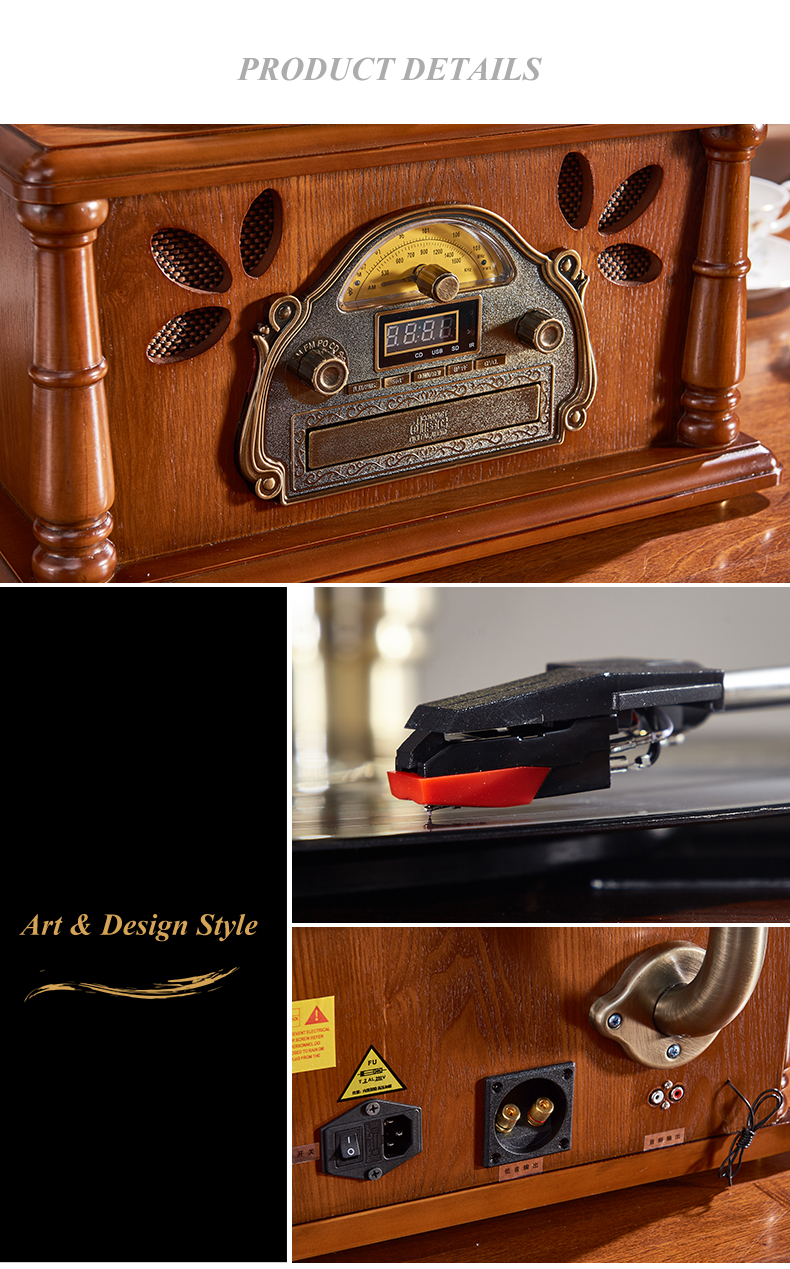 Classic Solid wooden base Radio Record Player Vinyl record player Gramophone phonograph