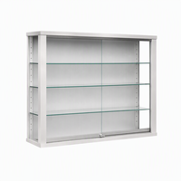 Vitrine murale de luxe pour bijoux, portes coulissantes en verre trempé, étagères réglables, cadre en métal anthracite et serrure à clé