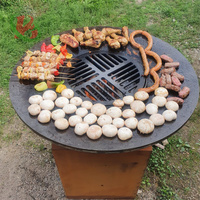 Barbecue en acier Corten - Finition rouille moderne, barbecue au charbon de bois portable pour les fêtes de famille et l'utilisation en extérieur à la maison