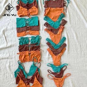 Conjunto de Bikini de Satén Nuevo de Fábrica 2024, Bragas con Volantes, Logotipo Impreso Completo, Diseño Floral Personalizado, Bikini para Mujer - Product Image 4