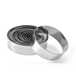 Bộ khuôn cắt bánh donut bằng thép không gỉ 18/8, 14 chiếc, hình tròn, dùng làm bánh quy và bánh ngọt - Product Image 1