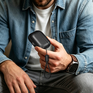 Étui rétro en cuir véritable Crazy Horse pour <span class=keywords><strong>AirPods</strong></span> Pro 3, LED frontale visible, <span class=keywords><strong>charge</strong></span> <span class=keywords><strong>filaire</strong></span> et sans fil [sans écouteurs] - Product Image 6