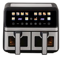 Friteuse à air carrée sans huile, four électrique domestique multifonctionnel à double tambour, four intelligent avec fenêtre visible, 6L, commande tactile
