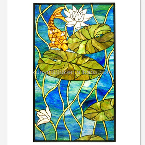กระจกสีลายปลาสไตล์ยุโรปแบบทิฟฟานี่ งานฝีมือประดับตกแต่งวิลล่า พร้อมโครงเหล็กแข็งแรง - Product Image 4