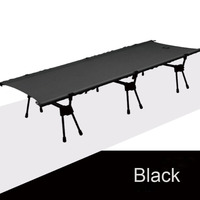 Lit de camping pliable d'extérieur inclinable noir 74*190*38cm 250KG Portable en tissu Cordura Cadre en aluminium Utilisation en chambre à coucher Pliable