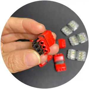 18awg 22awg qijie T bentuk D H merah transparan tidak mengupas kawat solder 3 pin konektor untuk lampu led