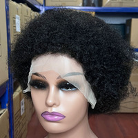 Perruque Courte Bouclée Afro Pixie 13x4 en Dentelle, Cheveux Humains Brésiliens Frisés, Vente en Gros Directe Usine pour Femmes Africaines