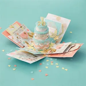 Moeders Dag Explosie Confetti Candy Gift Box Diy Verrassing Vlinder Exploderende Cake Geschenkdoos Sjabloon Kaarten