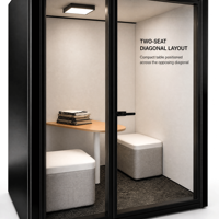 Cabine de bureau insonorisée pour une personne, cabine de travail acoustique, cadre en aluminium, cabine silencieuse privée, installation au sol, série QUANKU I