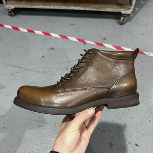<b>Work</b> <b>Boots</b> Men Brown Leather Lace Up Ankle <b>Boots</b> Office Career Wear Abrasion Resistant Vintage Style Youth 18-40 - Product Image 2