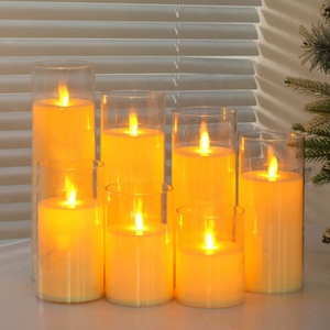 Ensemble de bougies LED décoratives lumineuses simulées en verre blanc à 5 piliers pour la décoration de la maison - Product Image 3