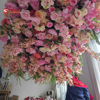 Décoration de mariage et d'événements à domicile : Guirlande de fleurs artificielles roses suspendues au plafond, décoration florale pour plafond de mariage